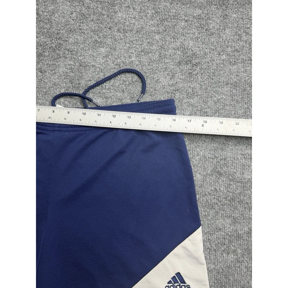 Adidas Shorts Mens Medium Blue Mid Rise Logo Climalite Elastic Waist